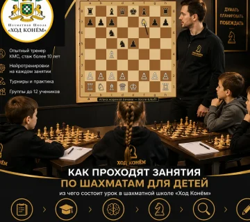 Занятие по шахматам для детей в школе «Ход Конём»