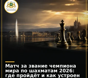 Женевский силуэт и шахматная доска перед началом матча за мировую корону